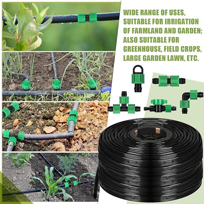 1000 ft 5/8 Inch Drip Tape Irrigation Kit Drip Tape 16 Mil 8 Spacing Hose Garden Watering Tubing System Automatic Irrigation Equipment for Plant Landscape Yard Lawn and Farm