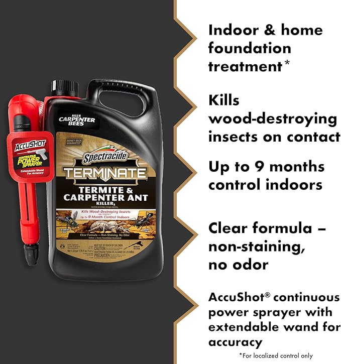 Spectracide Terminate Termite And Carpenter Ant Killer 1.33 Gallons Includes AccuShot Sprayer Light Yellow/Water White