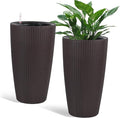 IndoorOutdoor The Appearance is Made of Rattan Planter22.5 inch Brown Plastic Large Plant Pot with Automatic Watering System for Home and G (Brown 22.5 inch 2 Pack)