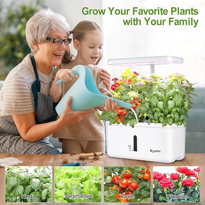 Indoor Garden System 19 Watt LED Growing Light Upgrade 2 Self-Watering Soil-Cultivated Growing Pots Gardening Gifts for Mom Plant Pot for Vegetables Herbs Tomato(No Seeds&ampSoil)