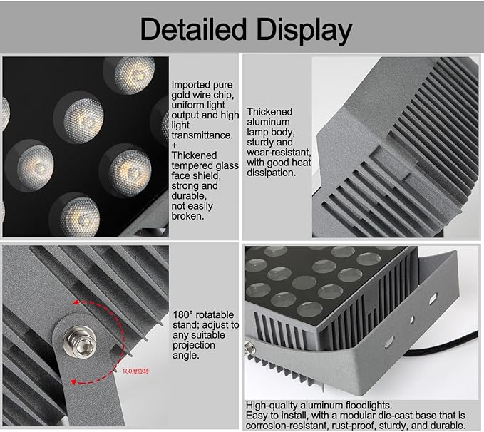 Square LED Flood Light - AC220V Spotlight Led Beam Lamp 30°A Beam of Light Spotlight Waterproof Long-Range Projection Lights Outdoor Narrow Light Wall Washer Lamp(Warm White Light18W)