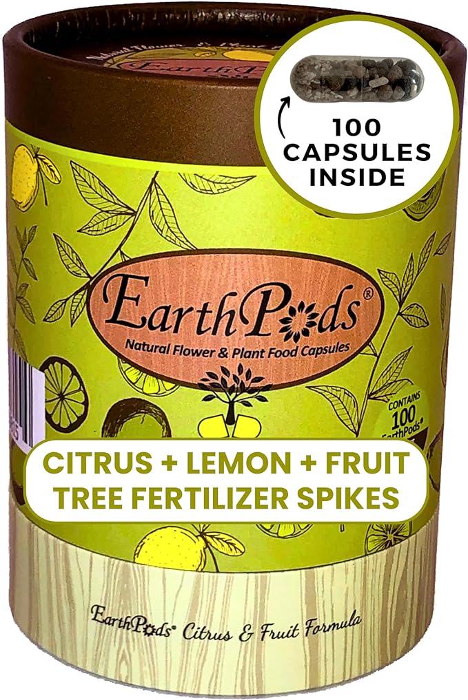 EarthPods® Organic Fruit Tree &amp Citrus Fertilizer Spikes – 100 Plant Food Capsules - Made in USA