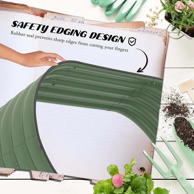 Outsunny 3-Tier Galvanized Steel Raised Garden Bed Kit 62.25 x 43 x 32.25 3 Combining Planter Boxes with Rubber Strip Edging Open Bottom for Backyard Garden Patio Green