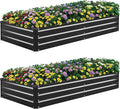 2 Pack 6×3×1ft Galvanized Metal Raised Garden Bed Metal Planter Kit Box Outdoor for Deep-Rooted Vegetables Flowers Green and Herbs