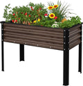 BlueWish 48 W x 24 D x 32 H Raised Garden Bed Galvanized Garden Bed with Detachable Black Liner Drainage Gaps Raised Garden Beds Outdoor 507 lbs Capacity Gardening Vegetable Flower Rustic