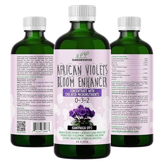 0-3-2 African Violet Fertilizer for Indoor Plants: Concentrated Plant Food – Plant Fertilizer Bloom Booster for All Violets Indoor Flowering Plants Vigorous Growth and Blooming (32 OZ)