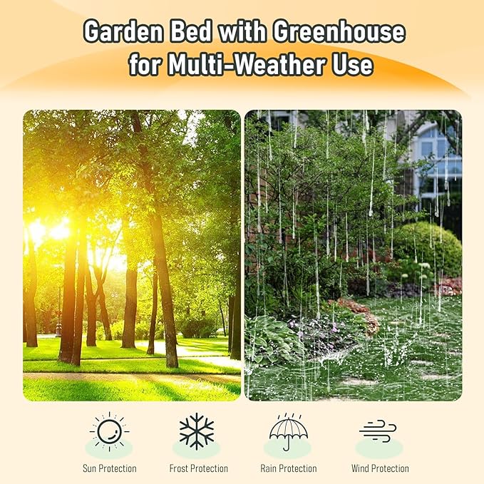 6x3x1 Ft Galvanized Raised Garden Bed with Cover Above Ground Garden with Greenhouse 2 Large Zipper Windows Dual Use Garden Containers for Vegetables Fruit Herbs Flower