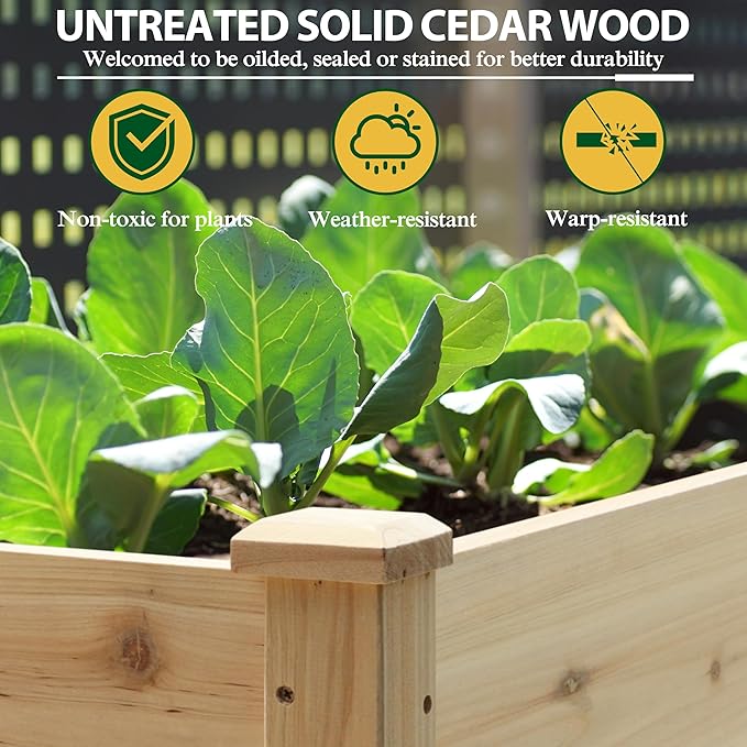 72x23x30in Raised Garden Bed with Legs Outdoor Elevated Wood Planted Box with Divider Panel &amp Drainage Hole for Vegetable Flower Backyard and Patio Natural