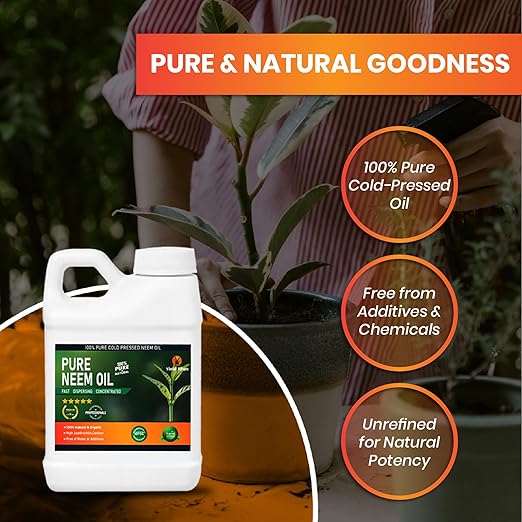100% Pure Cold-Pressed Neem Oil – Multi-Purpose Natural Neem Oil Extract (1Gal)