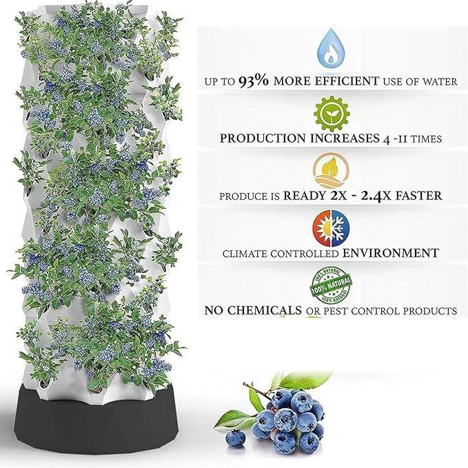 Hydroponics Growing System 48/64/80Pots Hydroponics TowerIndoor Plant Water Cycle - Garden Growing Systems Vertical Hydroponic Pineapple Aeroponic Tower (Color:Size:48Pots)