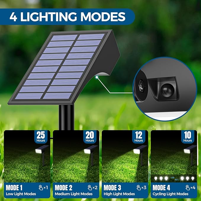 14 Pack Solar Landscape Spotlights Warm &amp Cool White 800 Lumen Black Modern Style Waterproof Outdoor Use