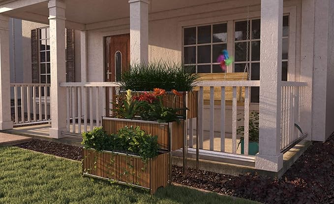 Foreman Raised Garden Bed with Legs- Outdoor Garden Box- 36”Lx12”Wx25”H Elevated Planter Box for Backyard Patio Balcony Zebrano