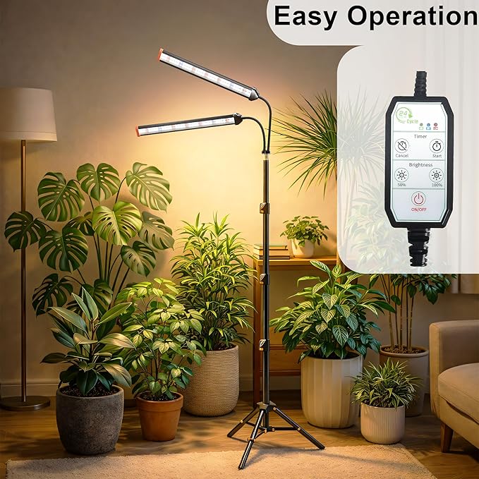 Grow Light with Stand for Indoor Plants3500K Warm White Plant Light with Red Blue LEDs for Indoor Tall Large Plants GrowingDimmable &amp Auto TimerHeight Adjustable 17-61