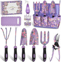 2 Garden Tool SetPurple 10 Piece Garden Tools Green 9 Piece Gardening Tools