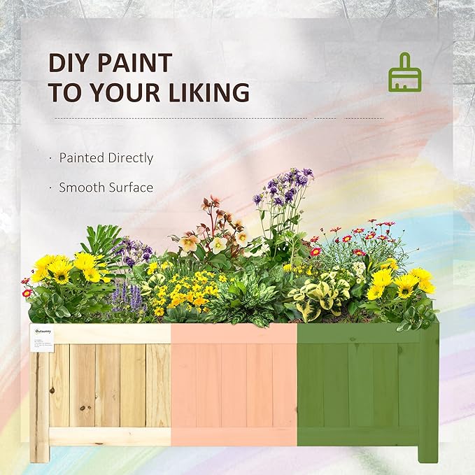 Outsunny Foldable Raised Garden Bed Wooden Planter Box Herb Garden Planter with Drainage Holes for Backyard Patio to Grow Vegetables Herbs and Flowers 28'' x 12'' x 10