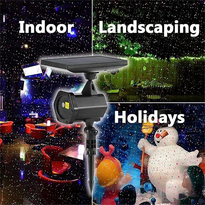 LED Solar Energy Lights Christmas Projector Light Festival Rotating Spotlight Christmas Landscape Spotlight Outdoors Decoration Christmas Festival Outdoor Landscape Decorative Lighting