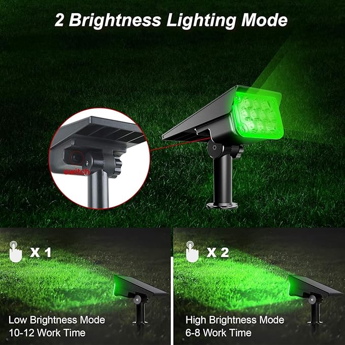 LED Solar Light Outdoor Graden Spotlights IP65 Waterproof Powered Security Landscape Lights Auto On/OffIn-ground/Wall Lampfor Garden/Patio/Driveway/Pond/Deck(White2PCS (3w-5.5V))