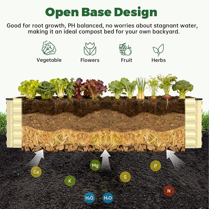 8x4x2 ft Raised Garden Bed Large Metal Planter Raised Beds Planters for Outdoor Plants for Vegetables Flowers Herbs Fruits and Succulents.Yellow