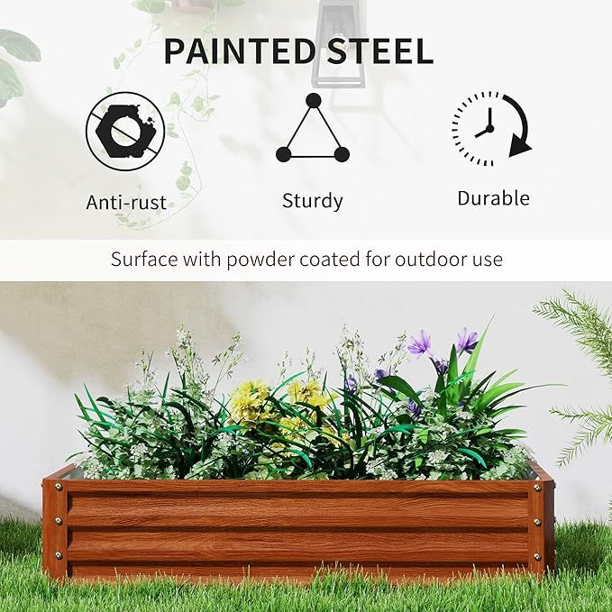47.25x23.5x12in Brown Rustproof Galvanized Garden Bed Precision-Welded Steel Panels Open Base Enhancing Water Flow &amp Root Extension