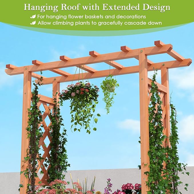 HOMGX Raised Garden Bed with Trellis Vertical Garden Planter w/Drainage Holes for Climbing Vines Roses Tomatoes Tiered Flower Stand for Flowers Herbs Climbing Vines