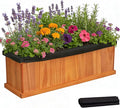 IRONMAX Wood Raised Garden Bed Outdoor Planter Box with Detachable Bottom Drainage Holes Protective Liner Rectangular Planting Bed for Yard Patio Balcony (Orange 28”x10”x10”)