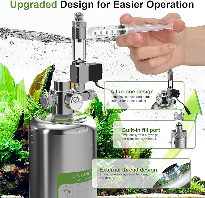 FZONE 2.5L Upgraded Aquarium CO₂ System with Complete Accessories CO₂ Generator kit with Integrated Solenoid &amp Bubble Counter Safety Valve Main Switch for Planted Tanks