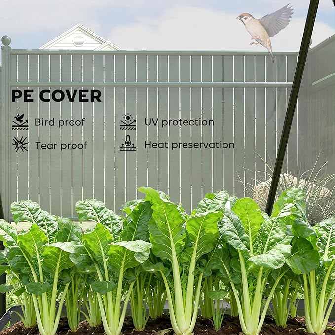 Outsunny 4 x 3 x 3ft Raised Garden Bed with Mini Greenhouse Galvanized Raised Garden Bed with Cover for Herbs and Vegetables Small Greenhouse for Patio Garden Balcony Clear and Dark Gray