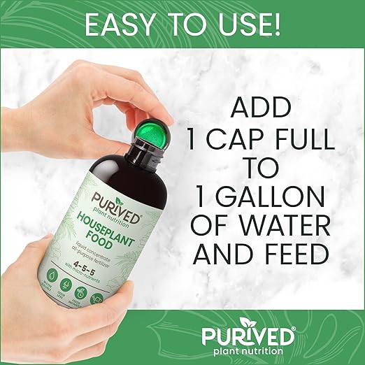 Purived 16oz All-Purpose Liquid Plant Fertilizer - Makes 50 Gallons for Indoor Houseplants All-Natural Groundwater Safe Made in USA
