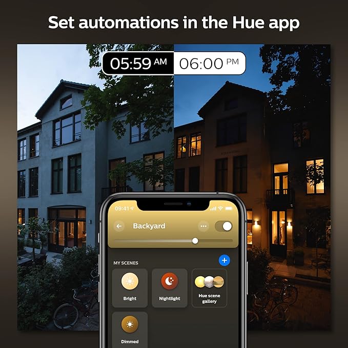 Philips Hue Inara Outdoor Smart Wall Light Black - E26 White Filament LED Bulb - 1 Pack - Requires Hue Bridge - Control with Hue App and Voice - Weatherproof