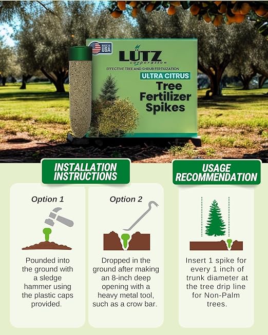 Ultra Citrus Tree Fertilizer Spikes Pack of 40 - Fertilizer Sticks &amp Plant Food Spikes for Oak Maple Birch &amp Pine Trees - Contains Nitrogen Phosphate Potash and Sulfur