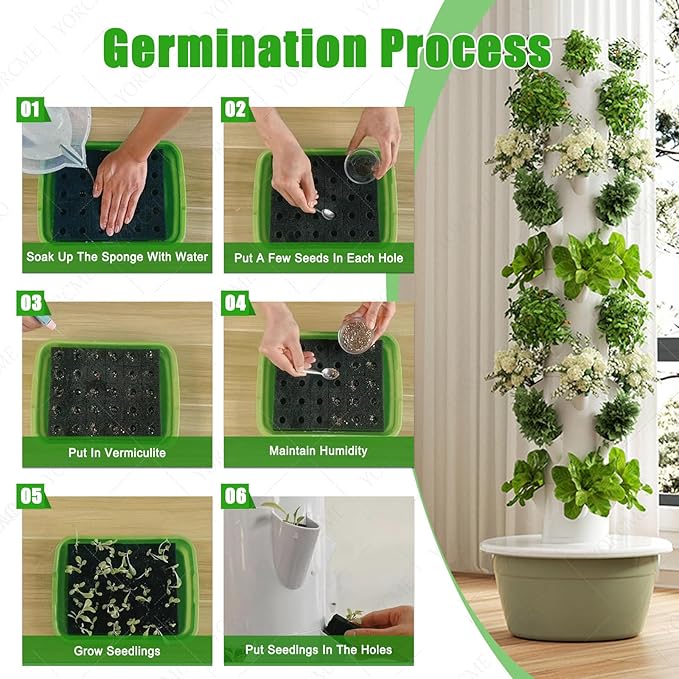 Soilless Growing System Hydroponics Growing System Vertical Tower Automated Aeroponics Indoor Tower Garden with LED Grow Lights A(20Pots)