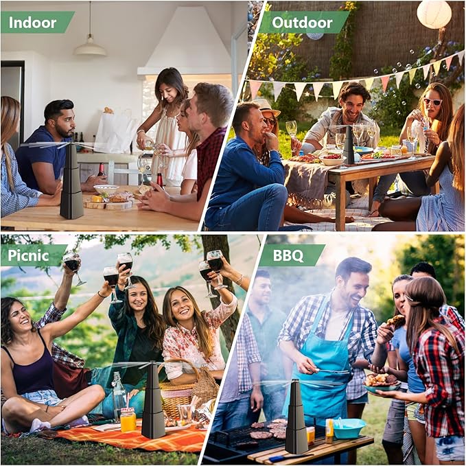 Fly Fans for Tables 4 Pack - Portable Automatic Picnic Table Food Repellent Fans Spinner for Restaurant Party Home