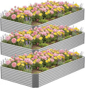 3 Pcs 8 x 4 FT Galvanized Steel Raised Garden Bed Outdoor Planter Box for Easy DIY &amp Clean - Large Metal Garden Beds for Backyards Terraces &amp Balconies