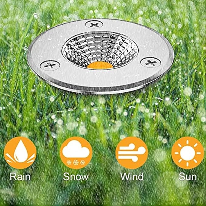 2PCS Underground Light LED - LED Beam Spotlight Outdoor Embedded LEDs Spotlight IP65 Waterproof Embedded Underground Lamp COB Underground Lamp Landscape VilYellow 3W(24V)