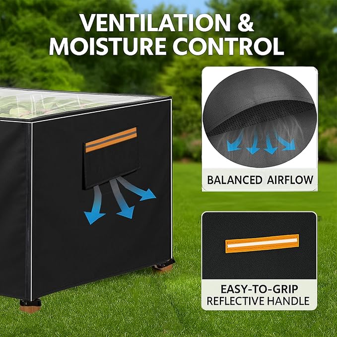 Outdoor Raised Garden Bed Winter Cover 48 L x 24 W x 30 H Heavy-Duty 600D Oxford Fabric Waterproof Insulated with Transparent PVC Top for All-Weather Elevated Wood Planter Box