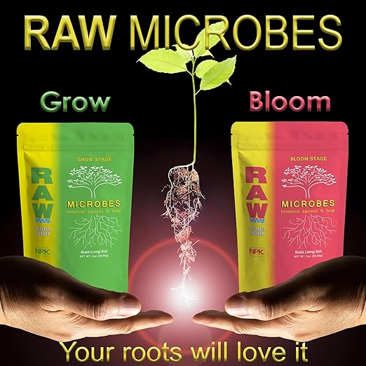 RAW Microbes Grow 8oz - Plant Growth Enhancer with Endomycorrhizae and Rhizosphere Bacteria
