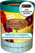 EarthPods® Premium Hibiscus Fertilizer Capsules (100 Count) Tropical Plant Food Spikes | Specialized Bio Nutrients for Plumeria &amp Bougainvillea (Organic + Vegan + Made in USA)