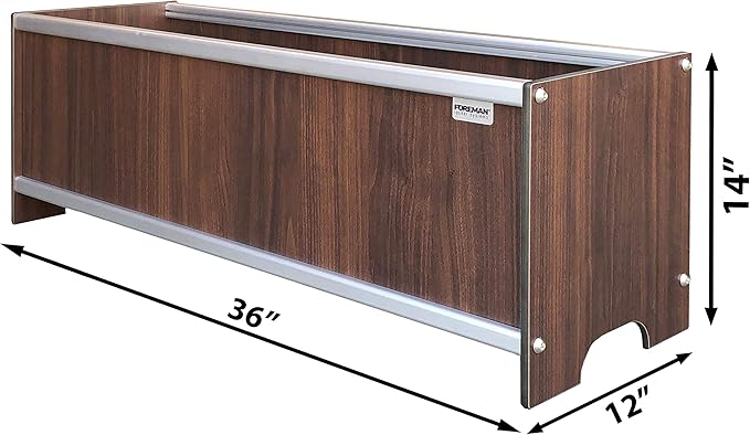 Foreman Raised Garden Bed 10 Year Warranty 36”Lx12”Wx14”H Premium Plastic Wood Grain Aluminum Frame Elevated Planter Box for Backyard Patio Balcony Tosca