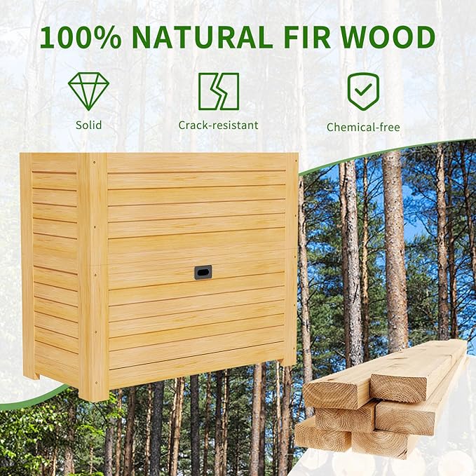 DoCred Wooden Raised Bed Garden with Storage Box 34 x 18 x 30 Elevated Large Planter Box for Herbs Vegetables Flowers Backyard Patio Gardening Balcony