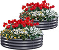 KING BIRD Raised Garden Bed Galvanized Round Planter Box Outdoor for Gardening Plants Vegetables Flowers Dark Grey 24x24x12 in 3 Packs