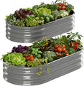 Raised Garden Bed Outdoor 2 Sets Oval Large Coating Metal Planter Box with No Heavy Metal for Vegetables Flowers Herbs