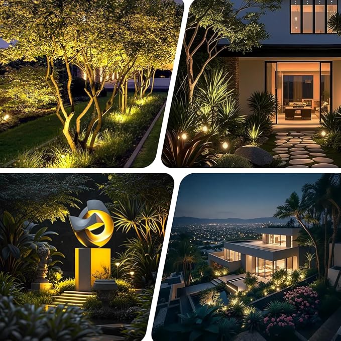 LED Landscape Spot Lights Outdoor 12-24V 7W 580LM CRI 90+ IP65 Waterproof Low Voltage Landscape Lighting 2700K-5000K Selectable Landscape Spot Lights for Garden and Yard 4 Pack