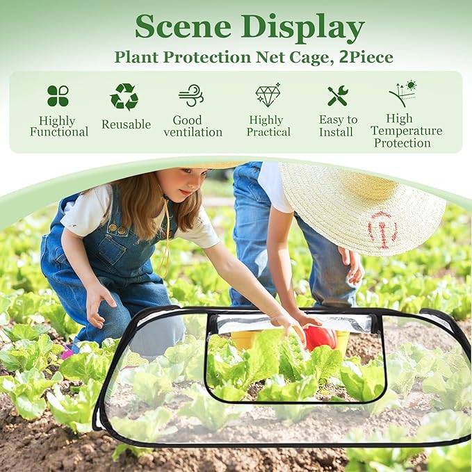 Garden Row Accelerator Plants Cover 45 x 22 x 16 Garden Covers for Raised Beds Waterproof Insect Bird Barrier Plant Net Cage for Protecting Fruits Vegetable Seedlings Row (2 Pcs)