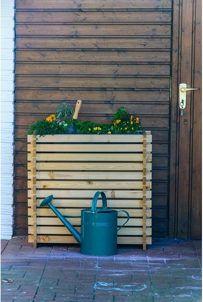 Raised bed with plug-in system planter with plant film 79 x 39 x 79 cm larch natural Wood Plastic L