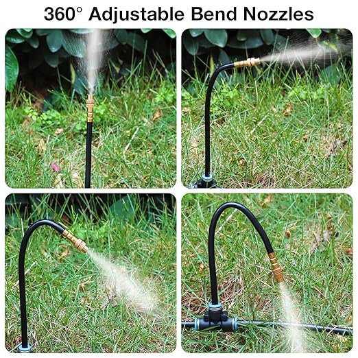 MIXC 200Ft 1/4 Drip Irrigation System2026-Upgrade Garden Irrigation Kit with 32pcs Adjustable Copper NozzlesAutomatic Atomizing Watering System for Outdoor PlantsRaised BedYardPotted PlantLawn