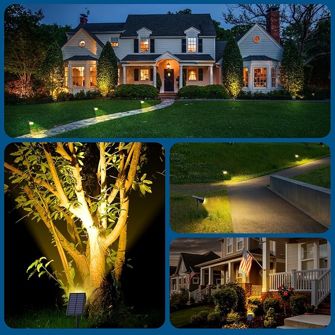 Solar Spot Lights Outdoor Waterproof IP65 Bright LEDs Solar Landscape Lighting for Outside Garden Yard Solar Powered Spotlights for Accent Uplighting Backyard Statue Palm Tree 2 Pack/Warm