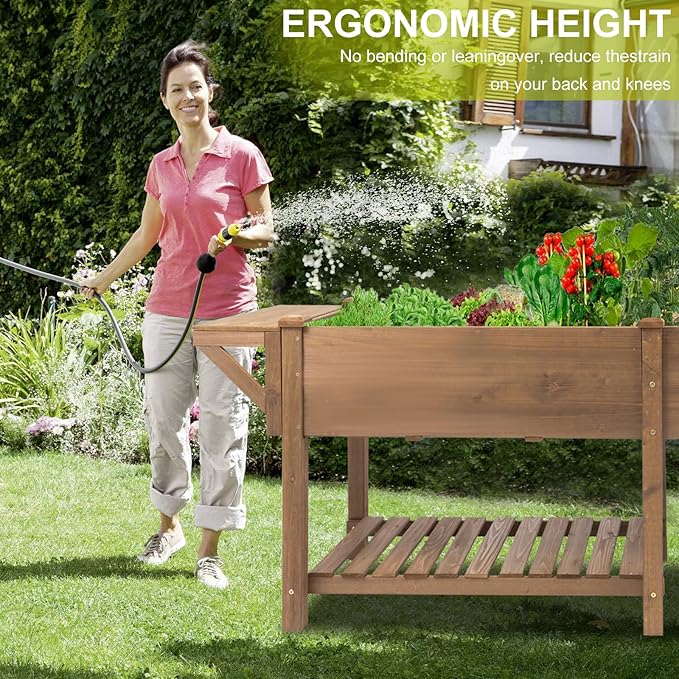 Raised Garden Bed with Legs Outdoor Elevated Garden Box with Legs Large Storage Shelf for Vegetable Flower Herb Easy to Assemble81x23x31 in