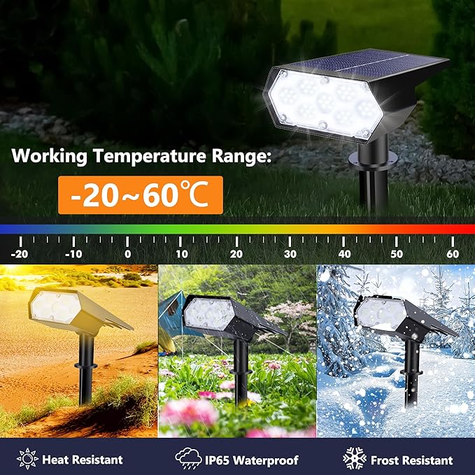 LYHOPE Solar Spot Light Outdoor 49 LED Lights for Outside 2 Modes Solar Powered Spotlights Waterproof Pathway Light for Garden Yard Walkway Driveway Landscape Decorations (4 Pack-Cool White)