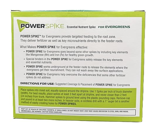 Power Spike for EVERGREENS Fertilizer Spike. Essential Nutrient Spike Fortified with Iron to Feed All Types of evergreens and Address Common Deficiencies (20 Spikes - 6.4 lbs) (20)