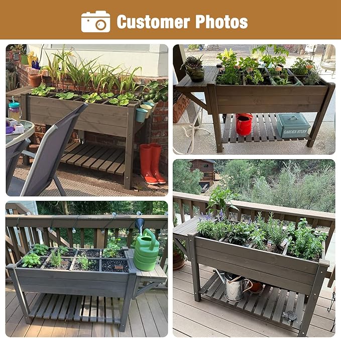 GUTINNEEN Raised Garden Bed Mobile Outdoor Planter Box with Legs for Vegetables Flower Herb Large Storage Garden Box on Wheels